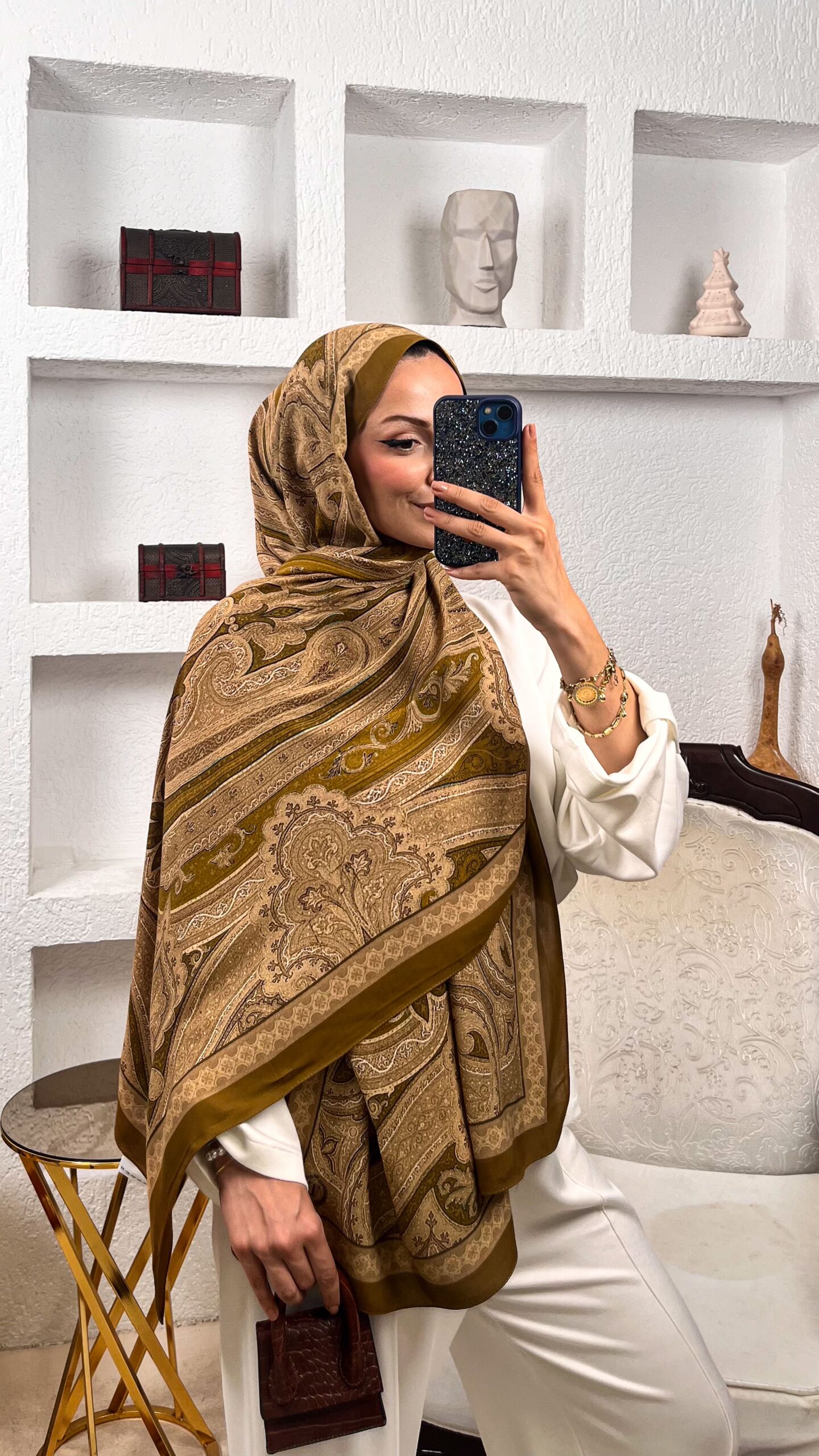 Touch İthal Pamuk İpek Şal 63454 –Hardal