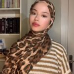 Hint ipeği leopar şal - 563214 -Kahve