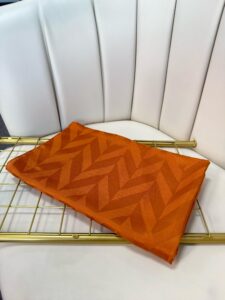 Eğimli Baklava Desen İpeksi Jakar Şal - 741256 -  Portakal