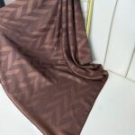 Eğimli Baklava Desen İpeksi Jakar Şal - 741256 -  Çikolata