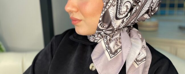 Retro Desen Pamuk Soft Eşarp 27092 - Pudra