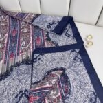Etro Desen Pamuk İpek Şal 49733 - Gök Mavisi