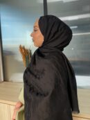 Dolunay Desen İpeksi Jakar Şal-75523- Siyah