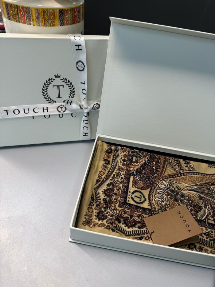 Touch İthal Etnik Desen Yün İpek Şal 34220 –Camel-Kahve - Görsel 3