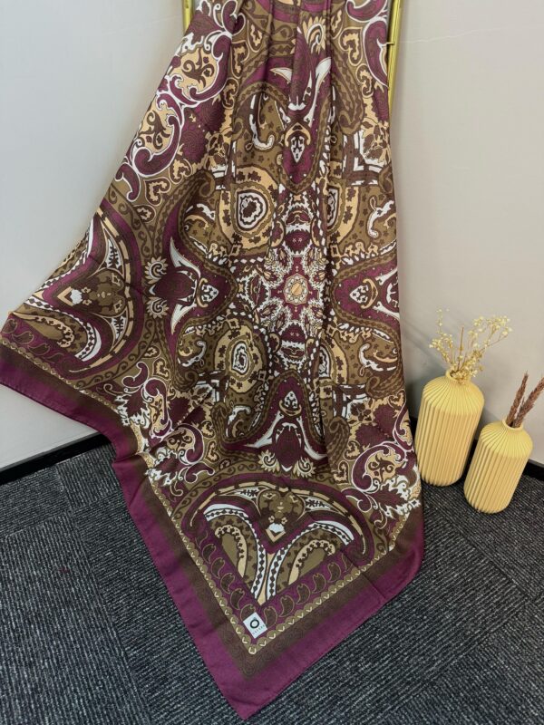 Etro Desen Pamuk Soft Eşarp 27091 – Kahve-Vişne