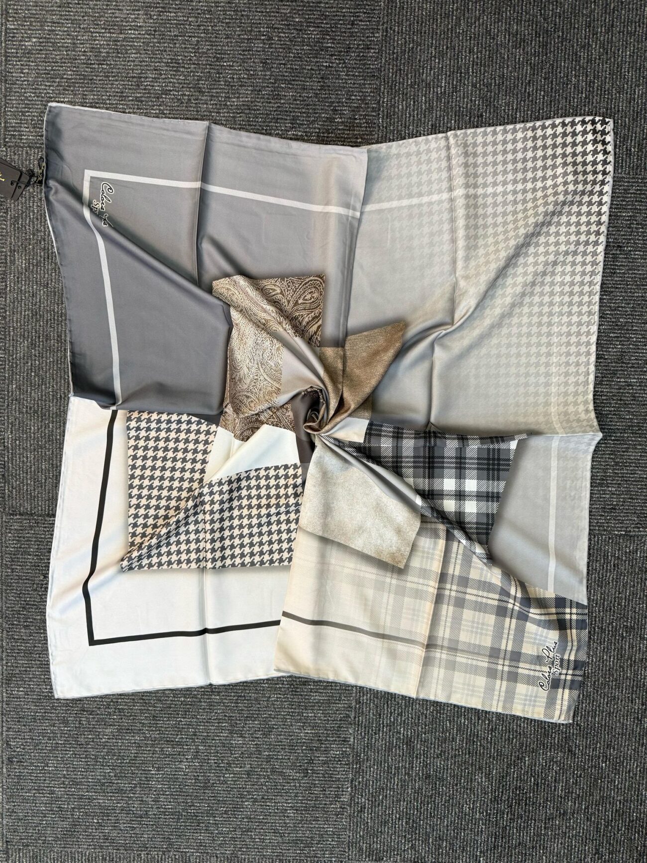 Twil  Eşarp-321661-Kazayağı Desen-Gri
