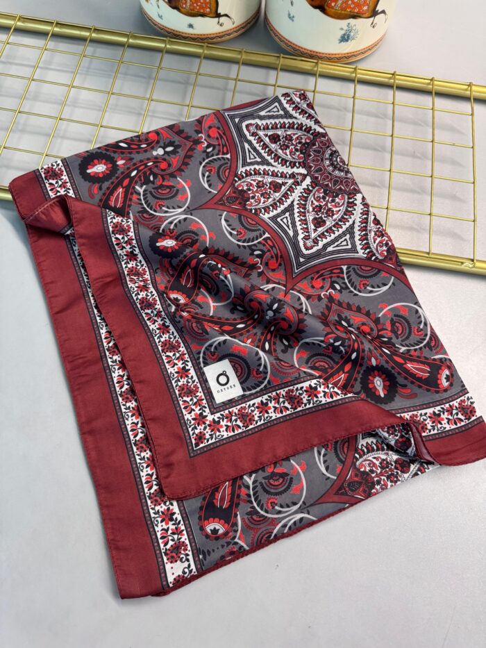 Etro Buta Desenli Pamuk Soft Şal - 377350 -Bordo-Füme - Görsel 2