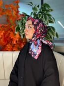 Bahar Desen Pamuk İpek Eşarp-13001-Bebe Mavi