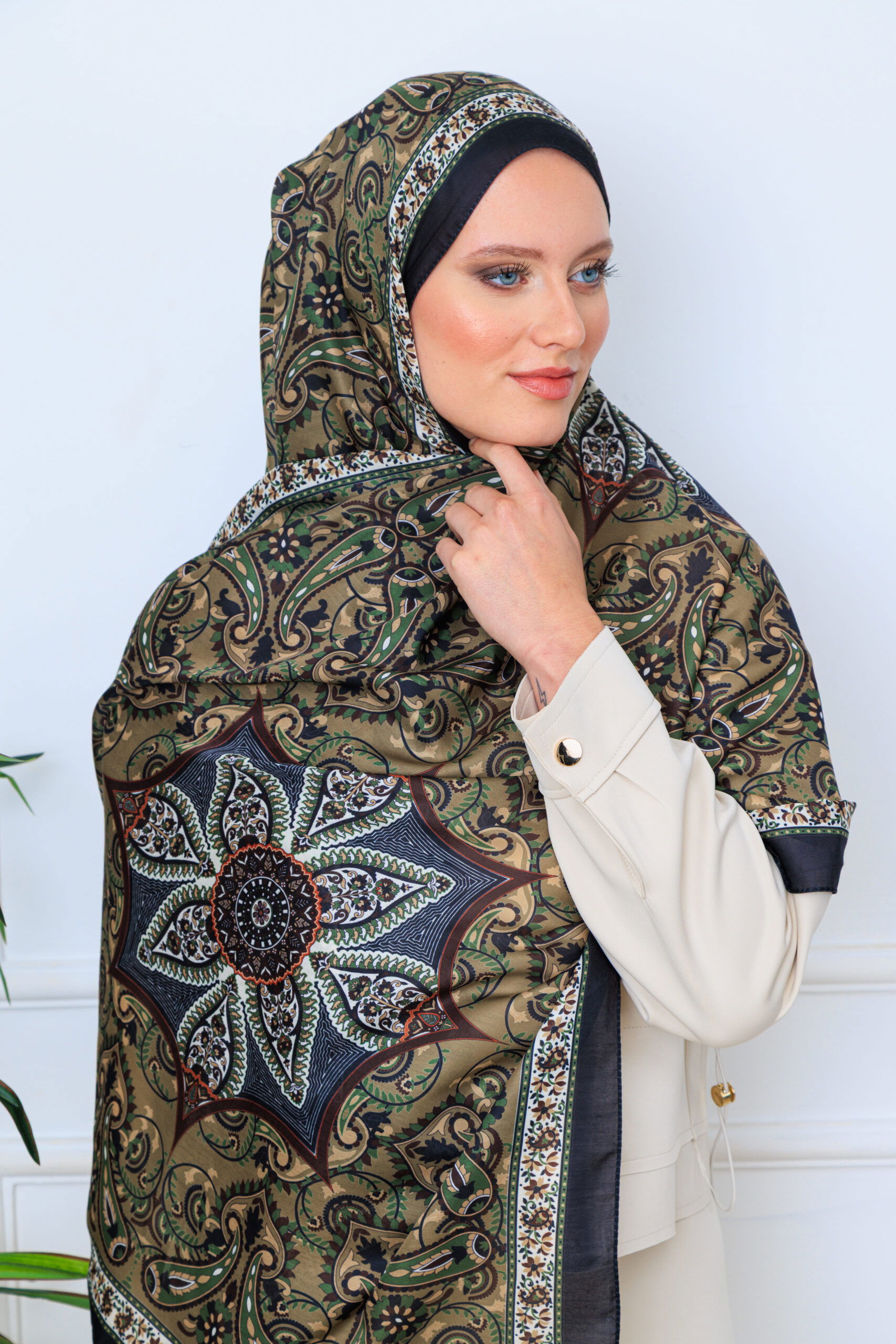 Etro Buta Desenli Pamuk Soft Şal - 377350 - Siyah Vizon - Görsel 7