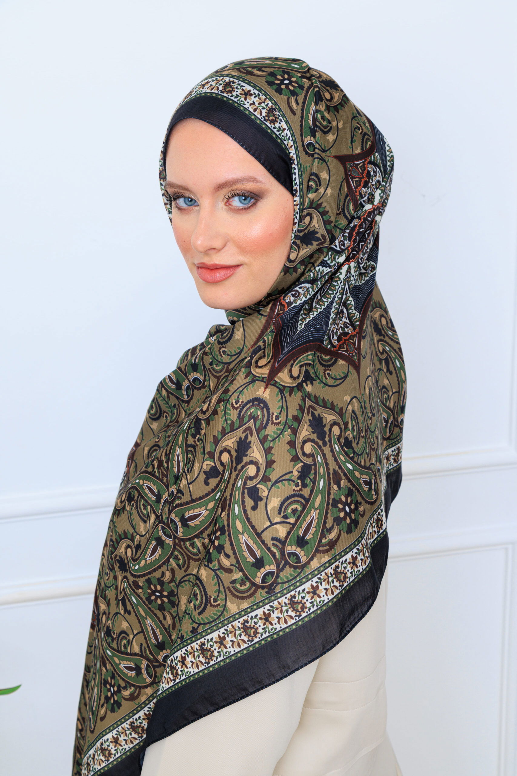 Etro Buta Desenli Pamuk Soft Şal - 377350 - Siyah Vizon - Görsel 8