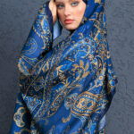 İnci Gecesi Desen Pamuk İpek Şal-10004-GECE MAVİSİ