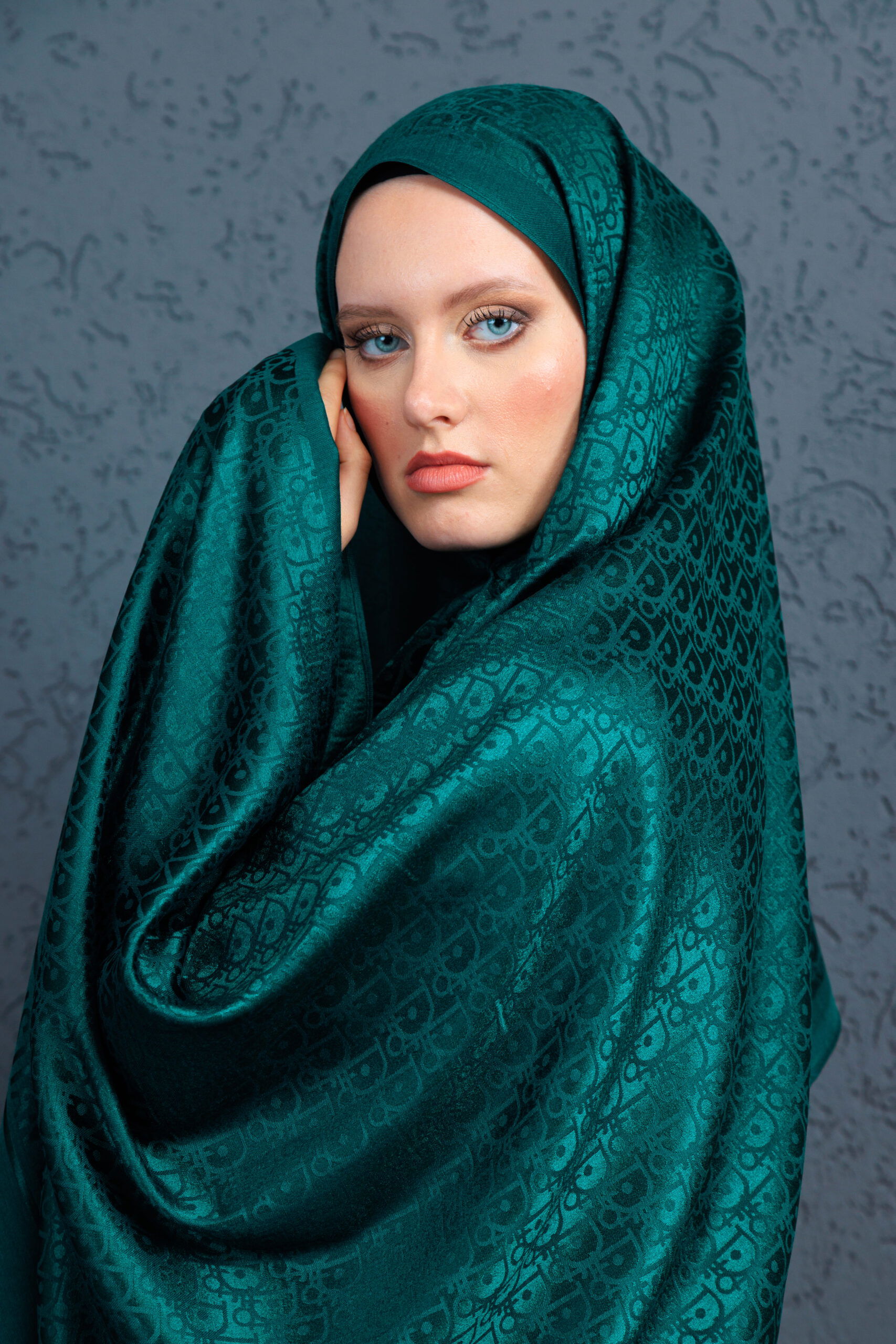 Dior İthal Yün İpek Şal Tam Set Kutulu Sertifikalı-Zümrüt