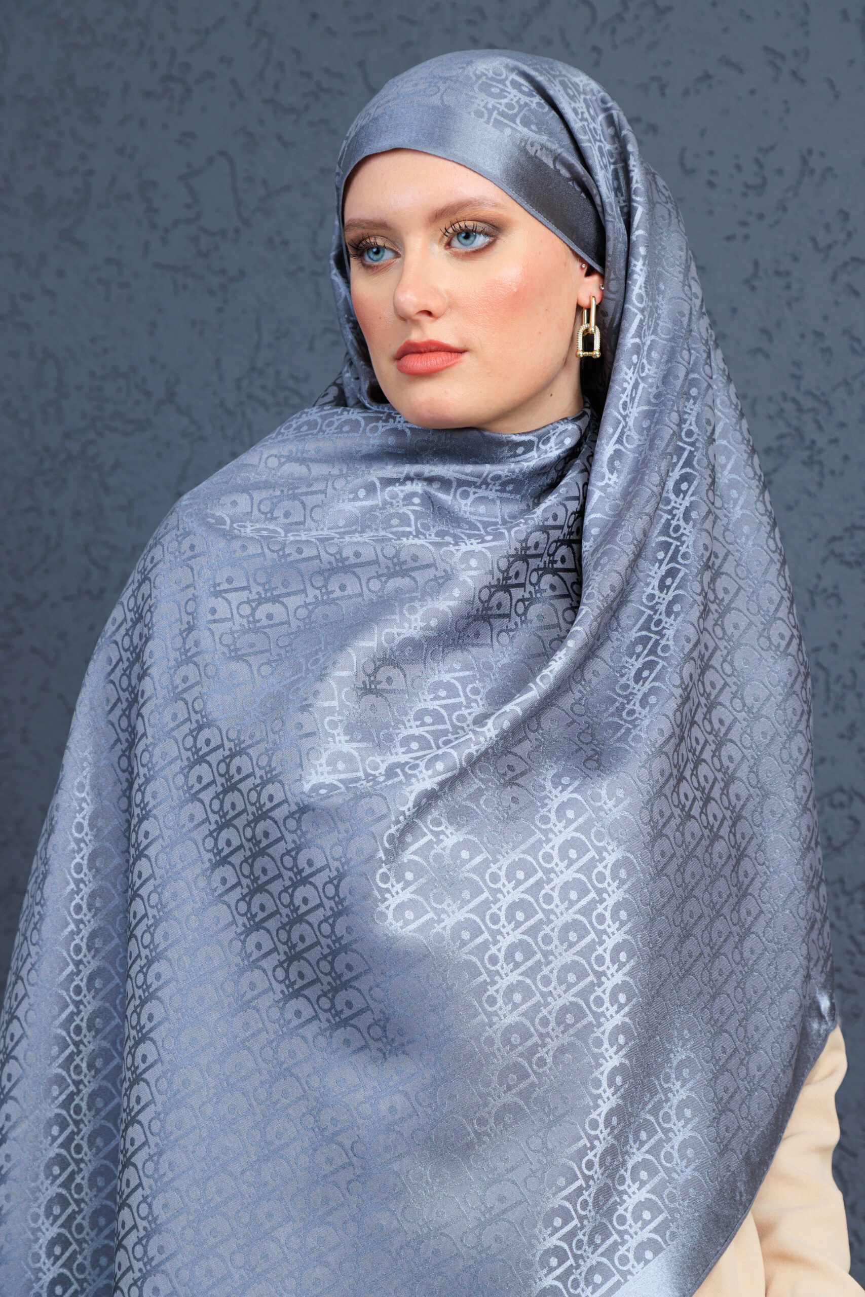 Dior İthal Yün İpek Şal Tam Set Kutulu Sertifikalı-Antrasit - Görsel 4