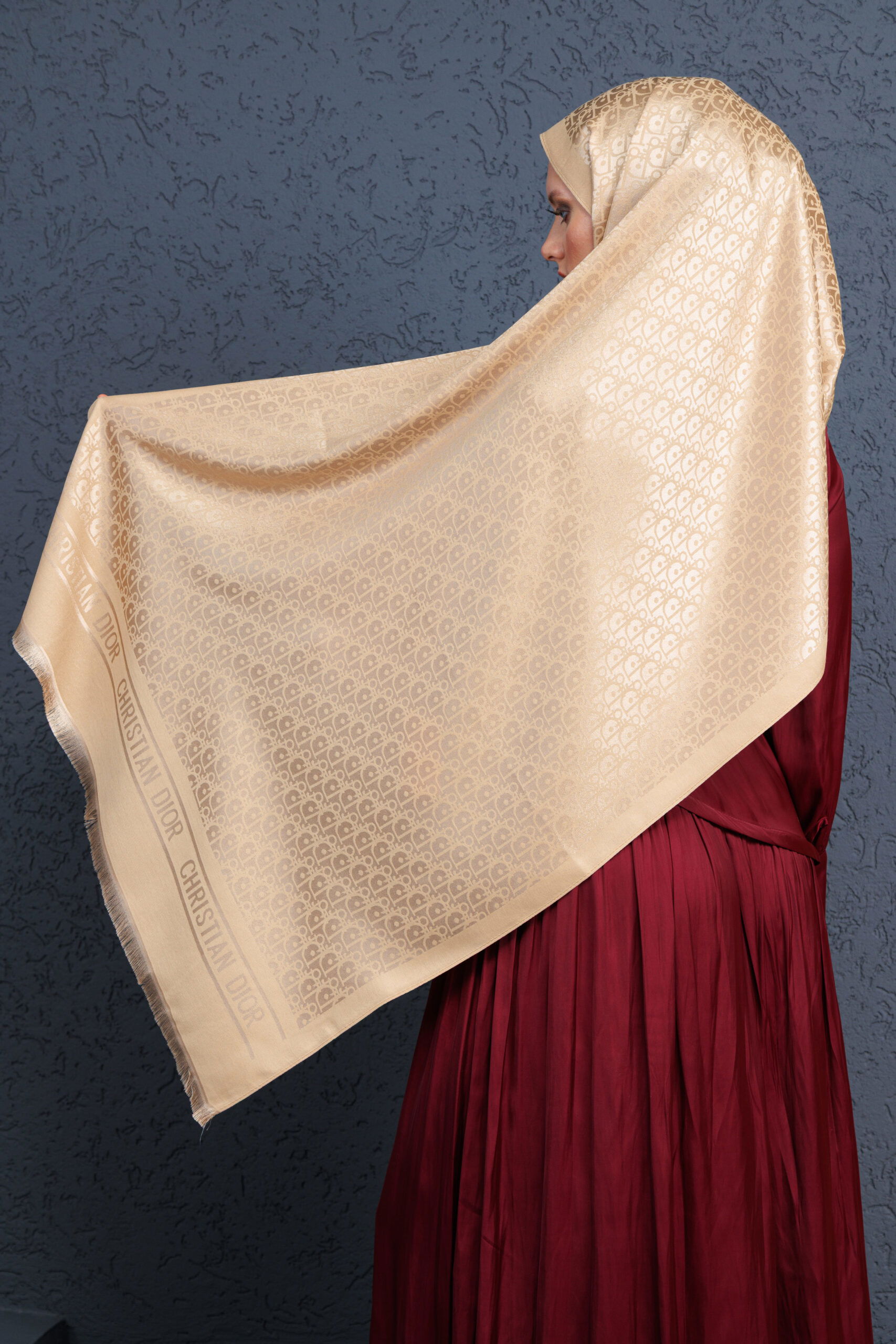 Dior İthal Yün İpek Şal Tam Set Kutulu Sertifikalı-Gold - Görsel 3