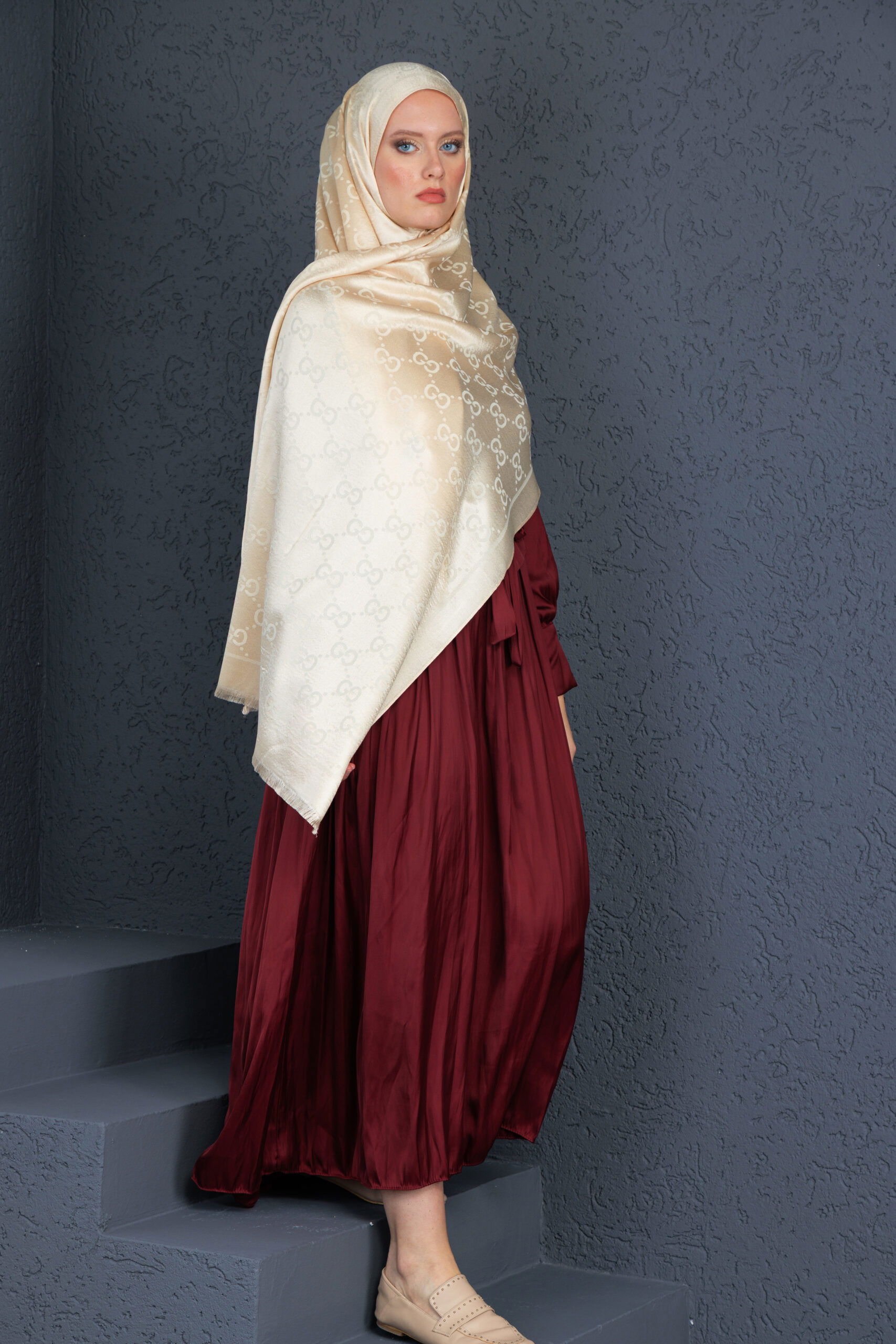 Gucci İthal Yün İpek Şal Tam Set Kutulu Sertifikalı-Gold - Görsel 4