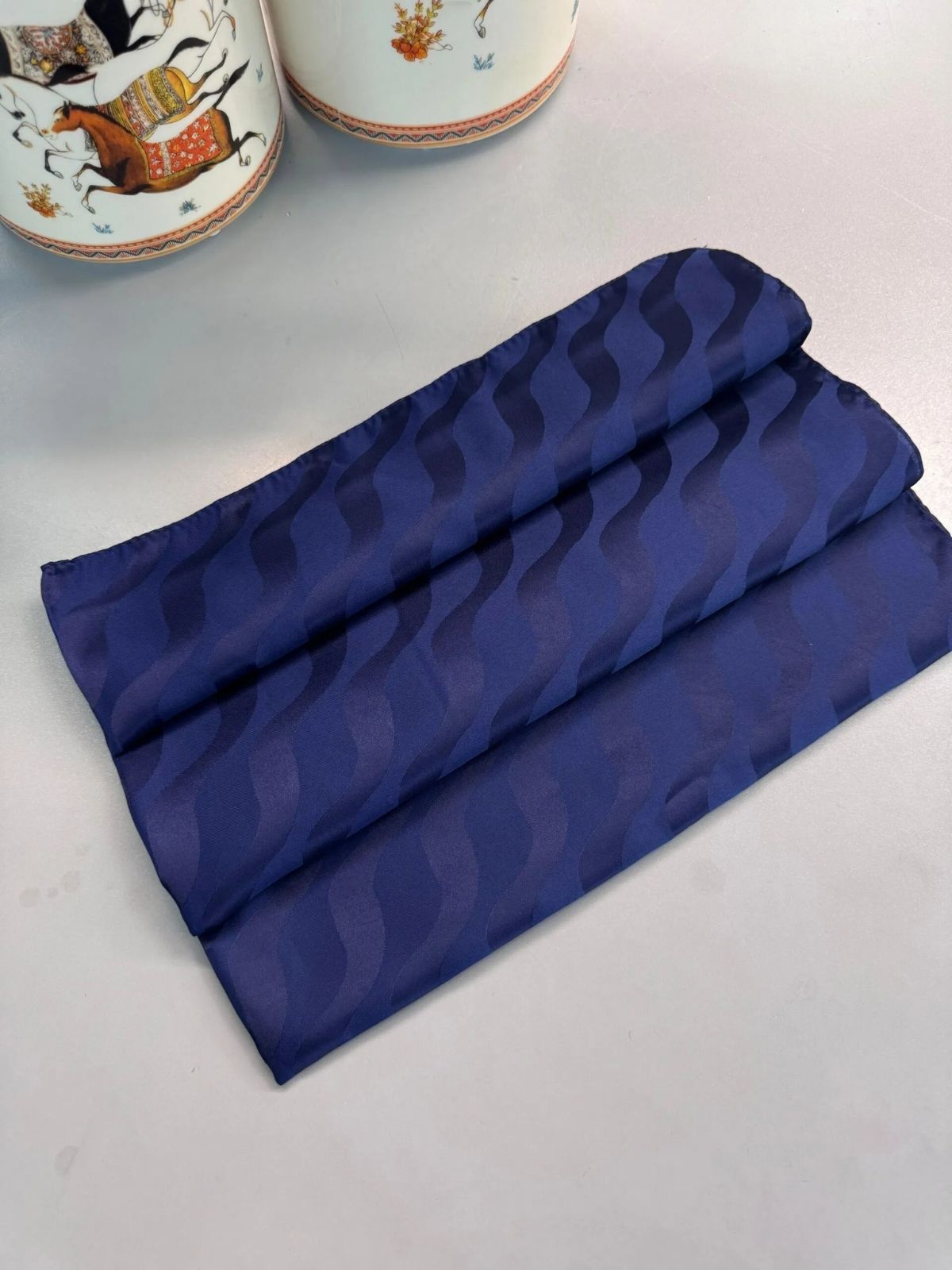 Yansıma Desen Pamuk İpeksi Jakar Şal-53354-Lacivert - Görsel 4