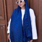 Yansıma  Desen Pamuk İpeksi Jakar Şal-53354-Lacivert