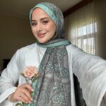 Touch Divan Desen İthal Pamuk Şal-2626202-Su Yeşili