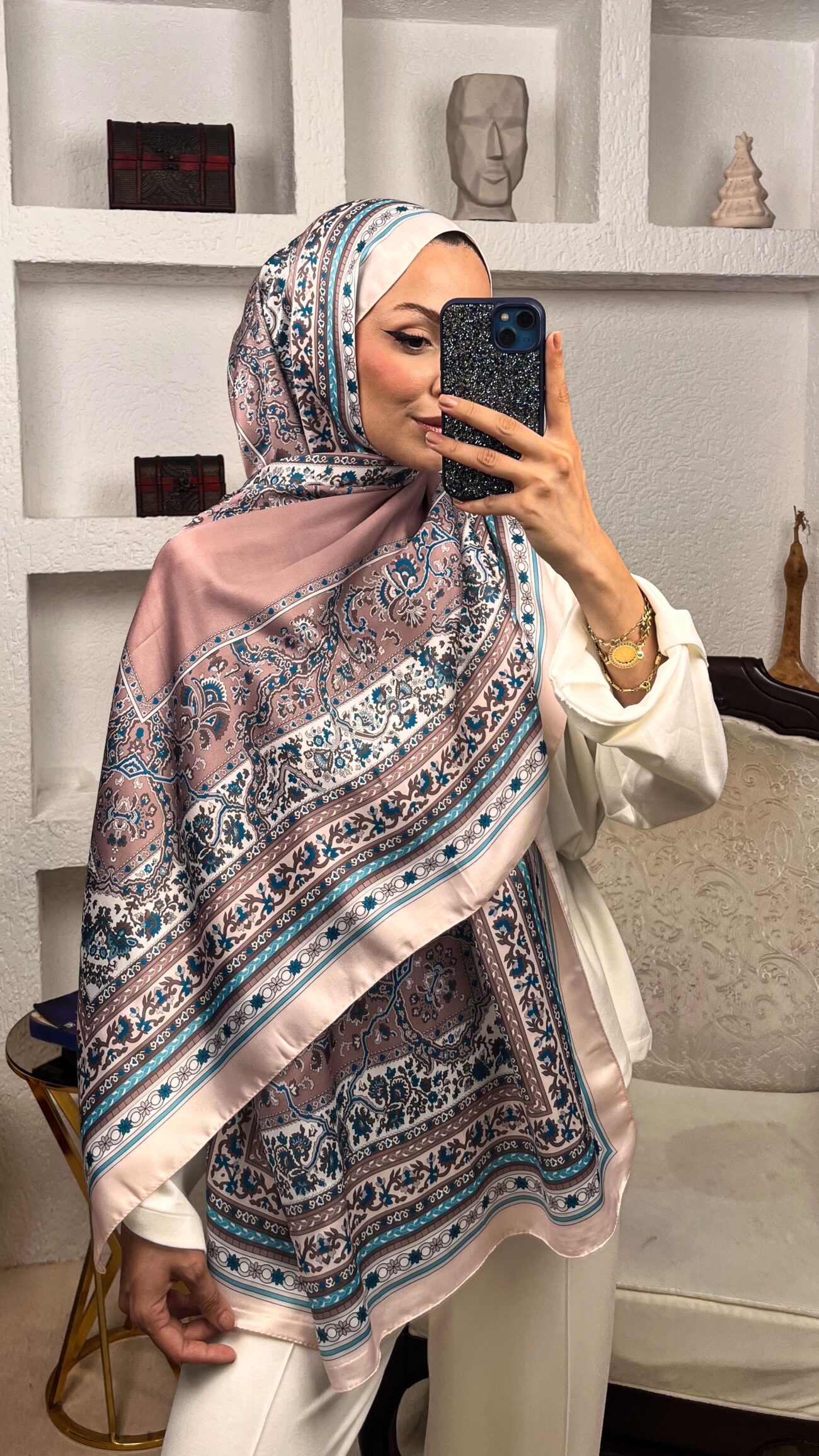 Etnik Desen Pamuk İpek Şal-456789-Pamuk Şekeri