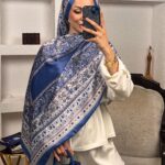 Etnik Desen  Pamuk İpek Şal-456789-Bebe Mavisi