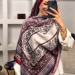 Etnik Desen  Pamuk İpek Şal-456789-Kırmızı