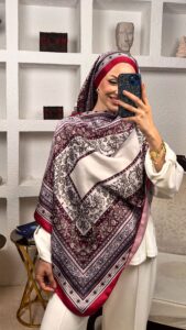 Etnik Desen  Pamuk İpek Şal-456789-Kırmızı