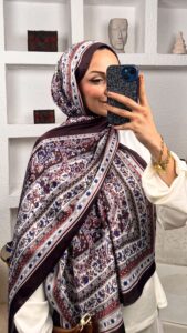 Etnik Desen Pamuk İpek Şal-456789-Acıkahve