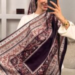 Etnik Desen  Pamuk İpek Şal-456789-Mürdüm