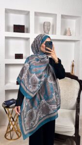 SAHRA DESEN PAMUK İPEK ŞAL-10005-PETROL