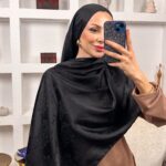 Lily Çiçek Desen Pamuk İpeksi Jakar Şal -52565-Siyah