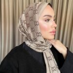 G Desenli İpek Kaşmir Çift Taraflı Şal 440344 - Kahve