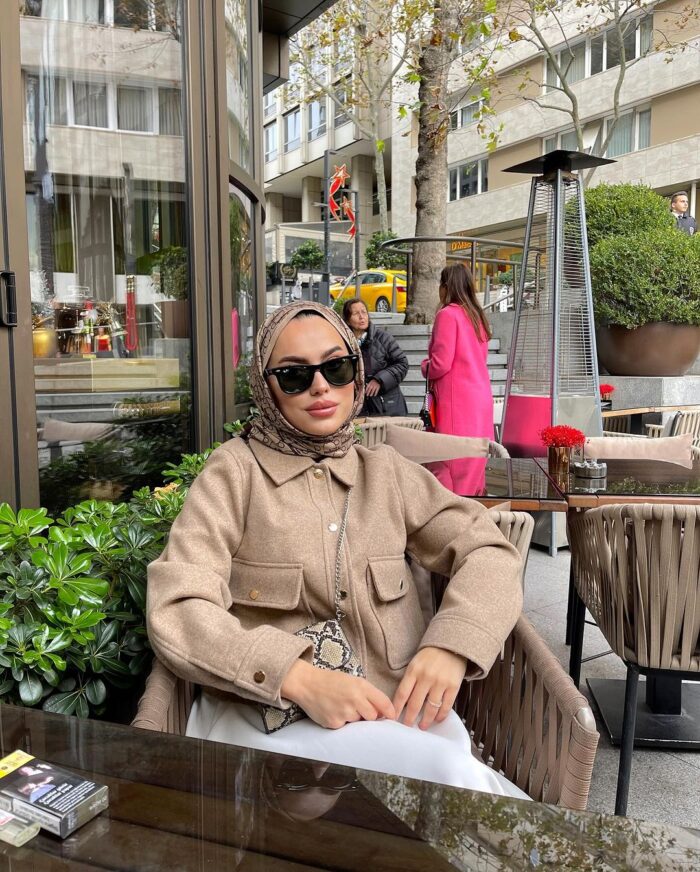 Dior Desenli İpek Kaşmir Çift Taraflı Şal 78002 - Kahve - Görsel 6