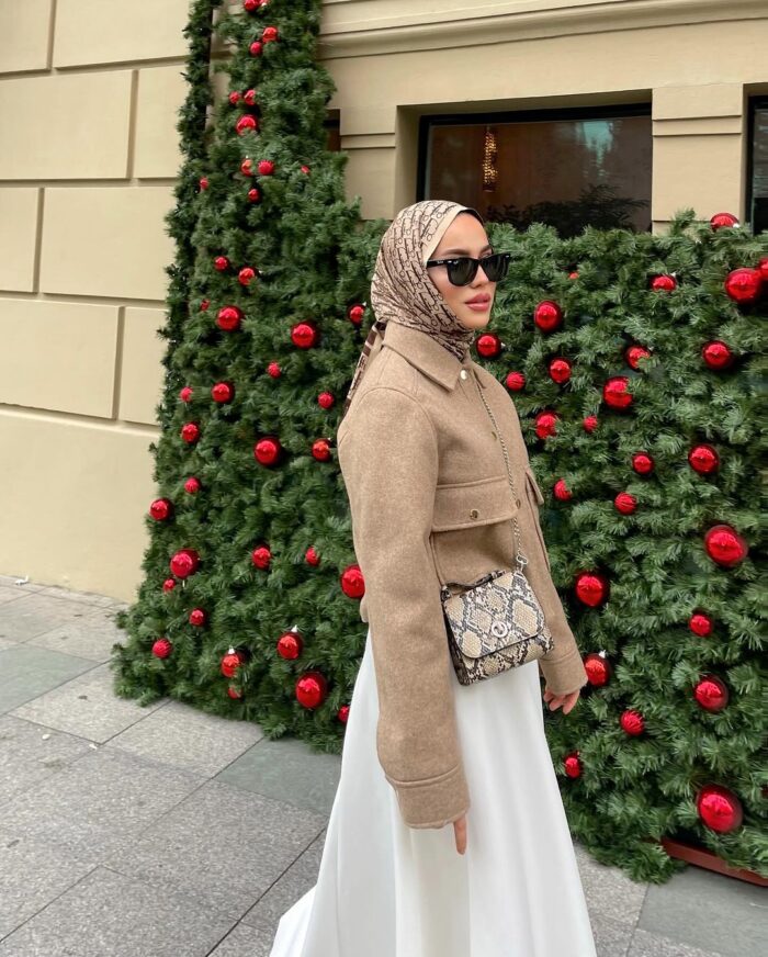 Dior Desenli İpek Kaşmir Çift Taraflı Şal 78002 - Kahve - Görsel 3