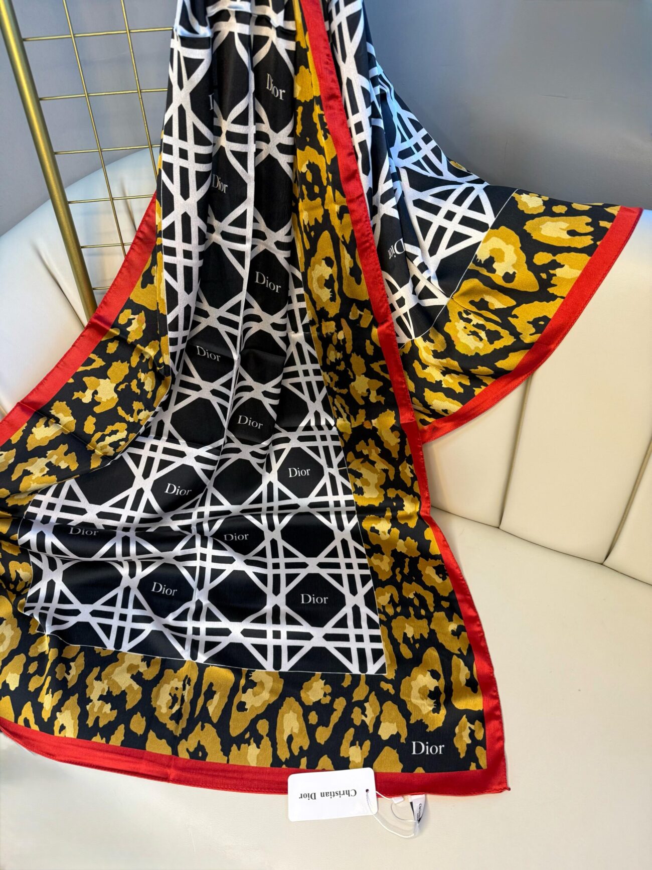 Dior İthal Vual İpek Şal - Kırmızı