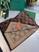 Gucci İthal Yün  İpek Şal Tam Set Kutulu Sertifikalı-Kahve