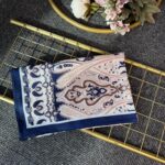 Otantik Desen Pamuk İpek Şal-259400-Lacivert