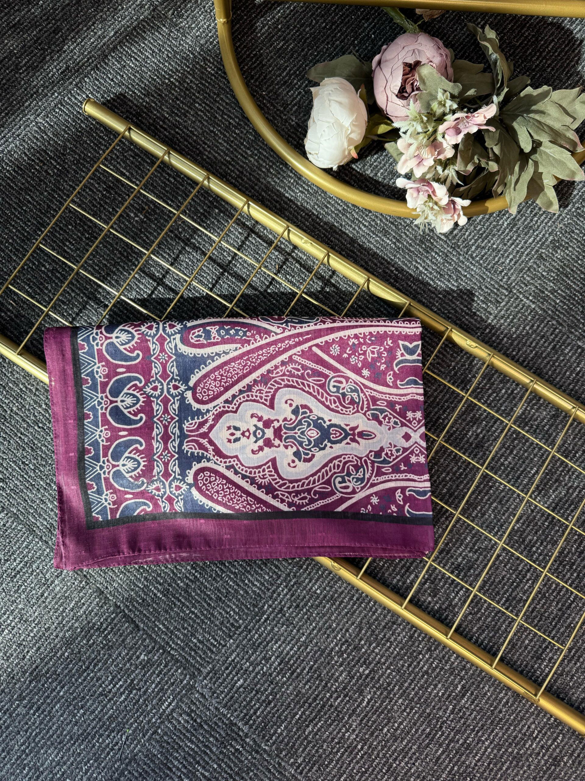 Otantik Desen Pamuk İpek Şal-259400-Bordo