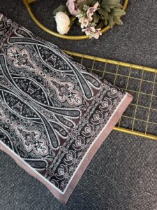 Otantik Desen Pamuk İpek Şal-259400-Acıkahve