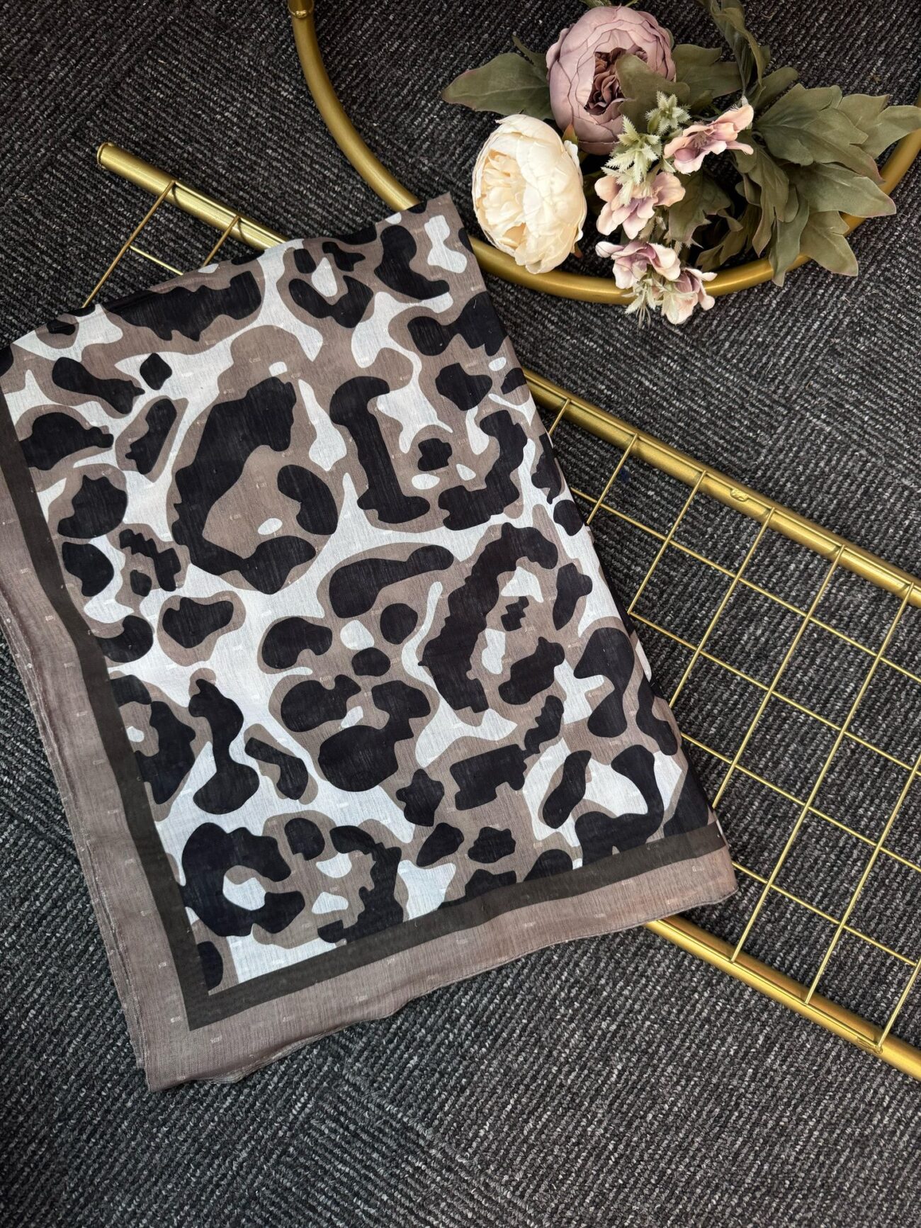 Gölge Motif Pamuk Şal-383561-Mocha