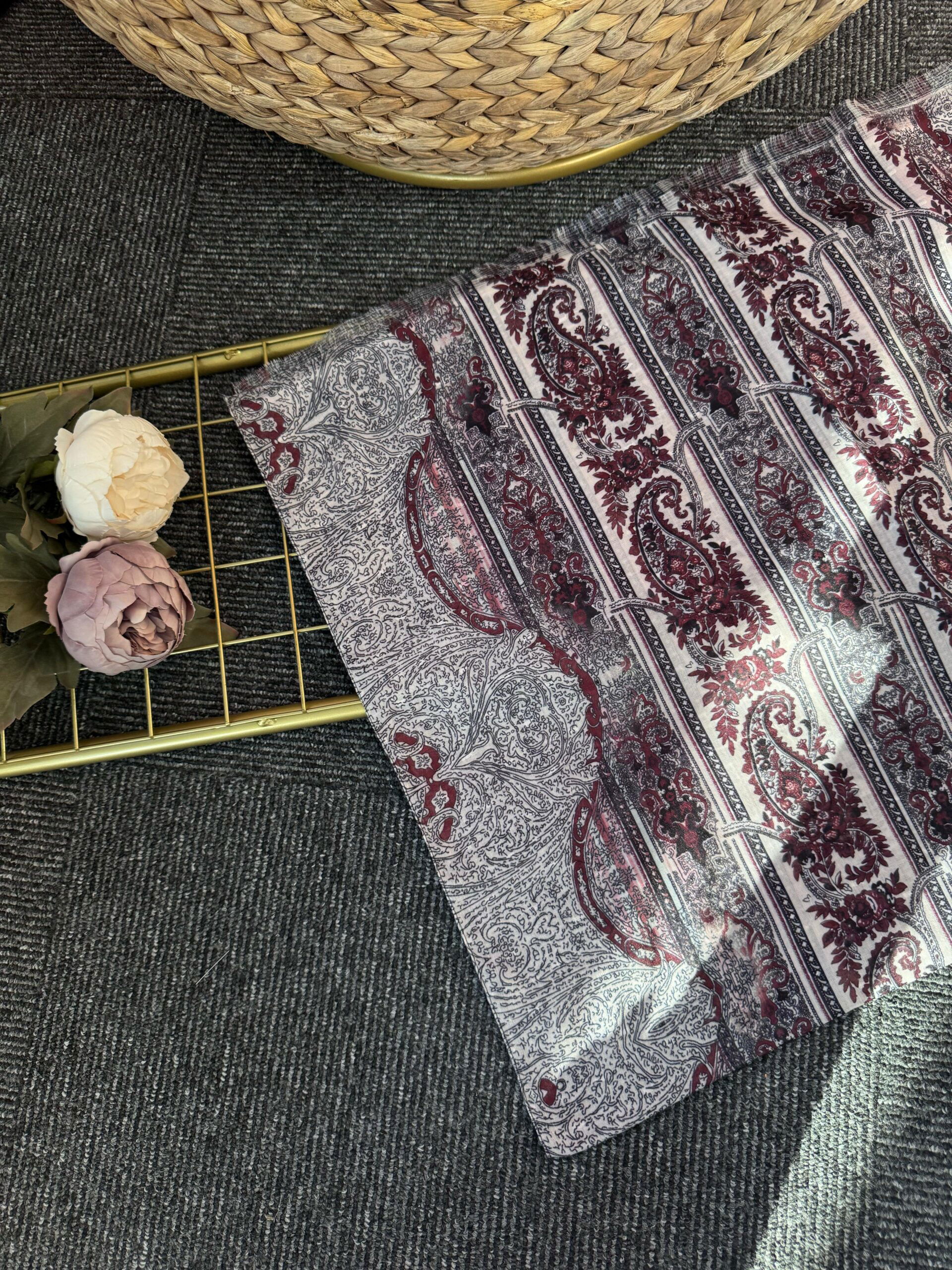 Gölgede Zarafet Pamuk Şal-545765-Bordo