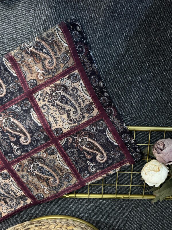 Zemheri Motif Pamuk Şal-665544-Bordo