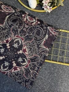 Miras Paisley  Doğal Pamuk Şal-Bordo