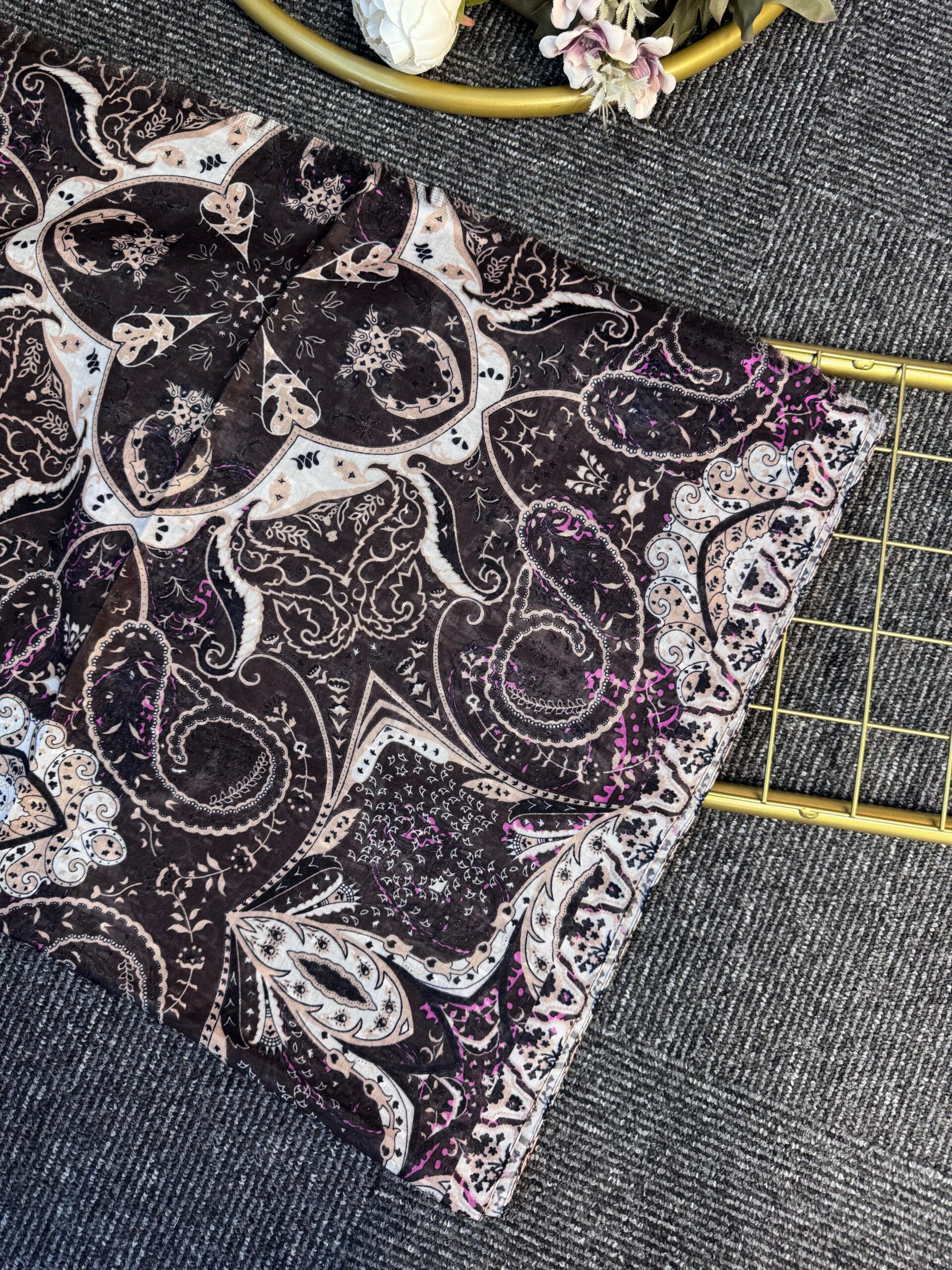 Miras Paisley  Doğal Pamuk Şal-Şeker Pembe