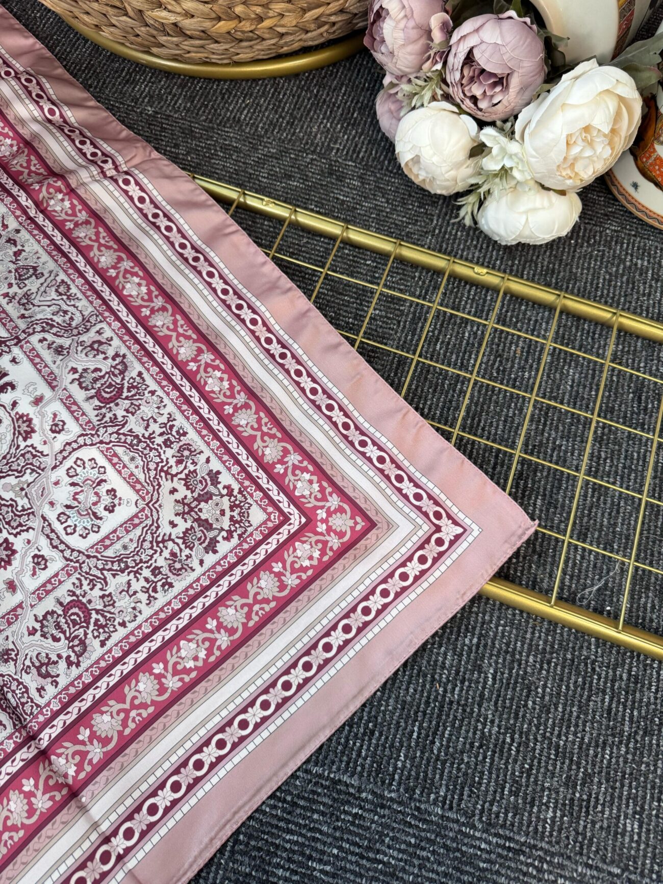 Lavinya  Vual İpek Şal -4031152-Şeker Pembe