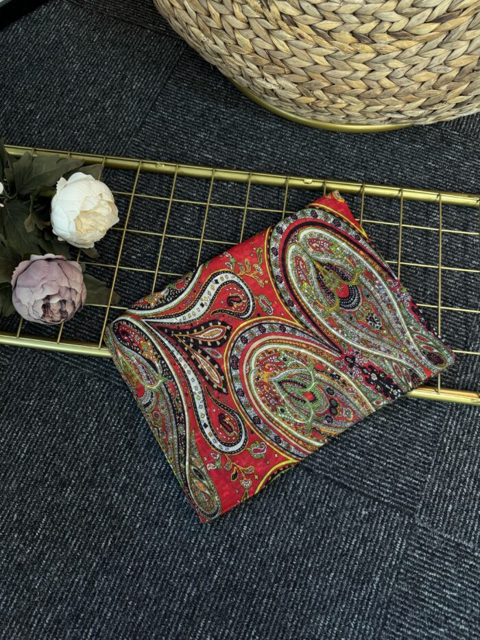 Sarmaşık  Pamuk  Şal-565106-Kırmızı - Görsel 2