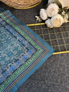 Vintage  Desen Naturel ipek Şal-010203-Mint