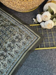 Vintage  Desen Naturel ipek Şal-010203-Haki