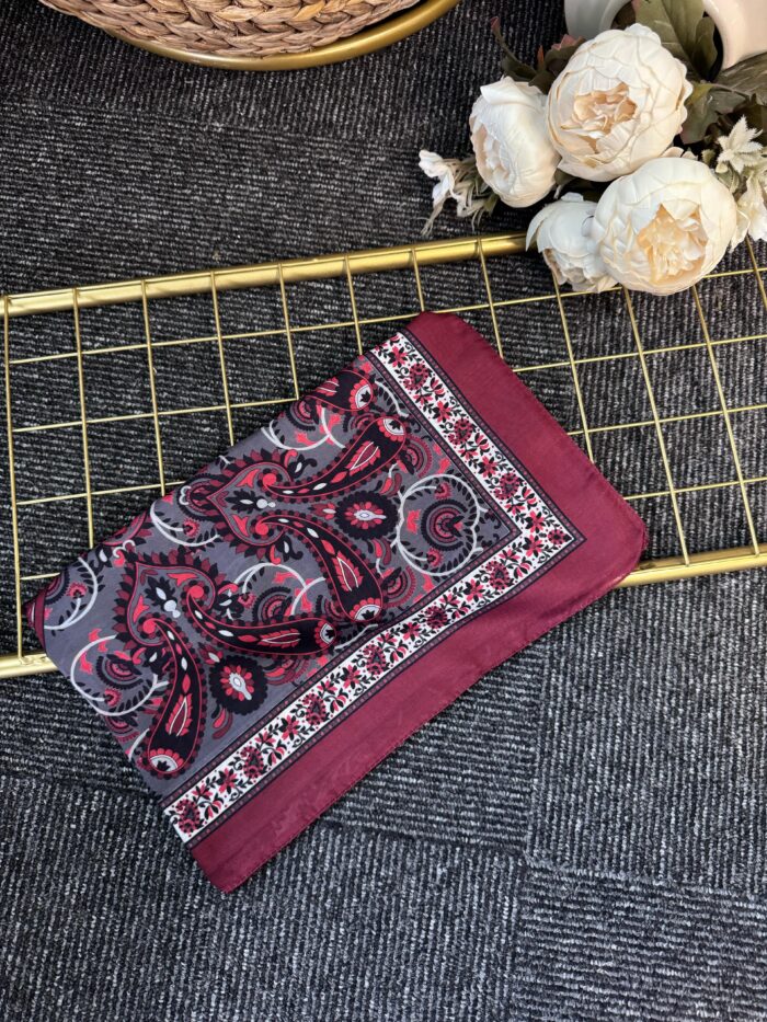 Etro Buta Desenli Pamuk Soft Şal - 377350 -Bordo-Füme - Görsel 4