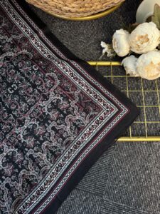 Vintage  Desen Naturel ipek Şal-010203-Lila