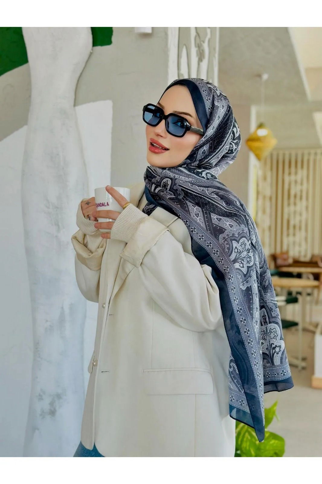 Etro Pamuk İpek Şal -987654-Lacivert-Füme